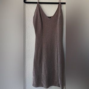Rose gold knit v neck mini Dress